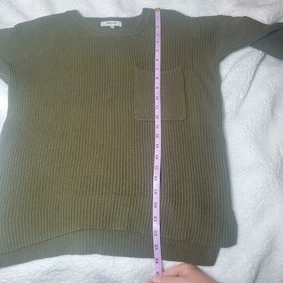 Madewell Thompson Pocket Pullover Sweater Olive Green Pullover Ribbed Women's XS - Picture 12 of 14